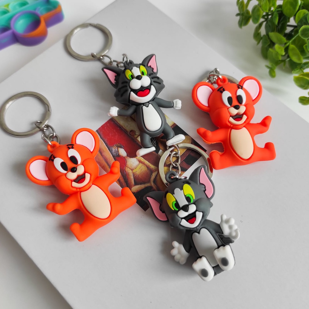 GANTUNGAN KUNCI KARET BENTUK TOM &amp; JERRY KARTUN ANAK RUBBER KEYCHAIN LUCU