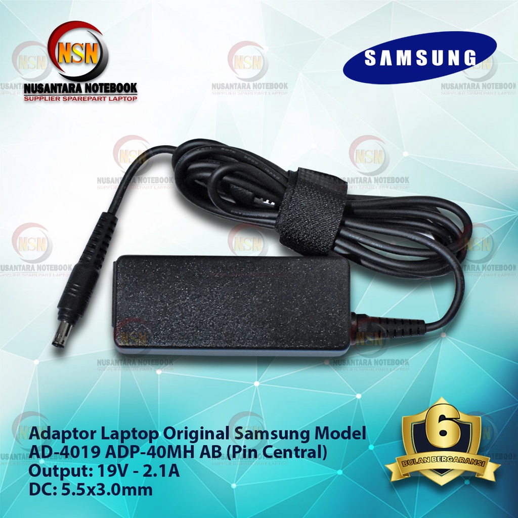 Adaptor Original Samsung 19V 2.1A DC 5.5x3.0mm AD-4019 ADP-40MH AB