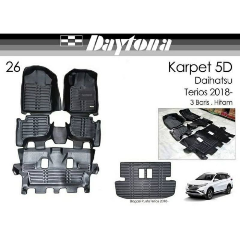 DAYTONA Karpet 5D Mobil Daihatsu All New TERIOS Carpet Exclusive Mat Full Set Bagasi