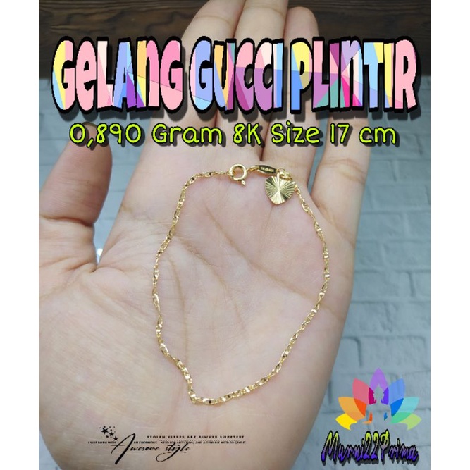 GELANG GUCCI PLINTIR BERAT RINGAN EMAS ASLI