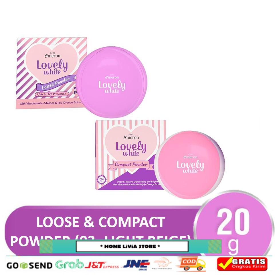 Emeron Lovely White Loose Powder 03 Light Beige + Emeron Lovely White Compact Powder 03 Light Beige
