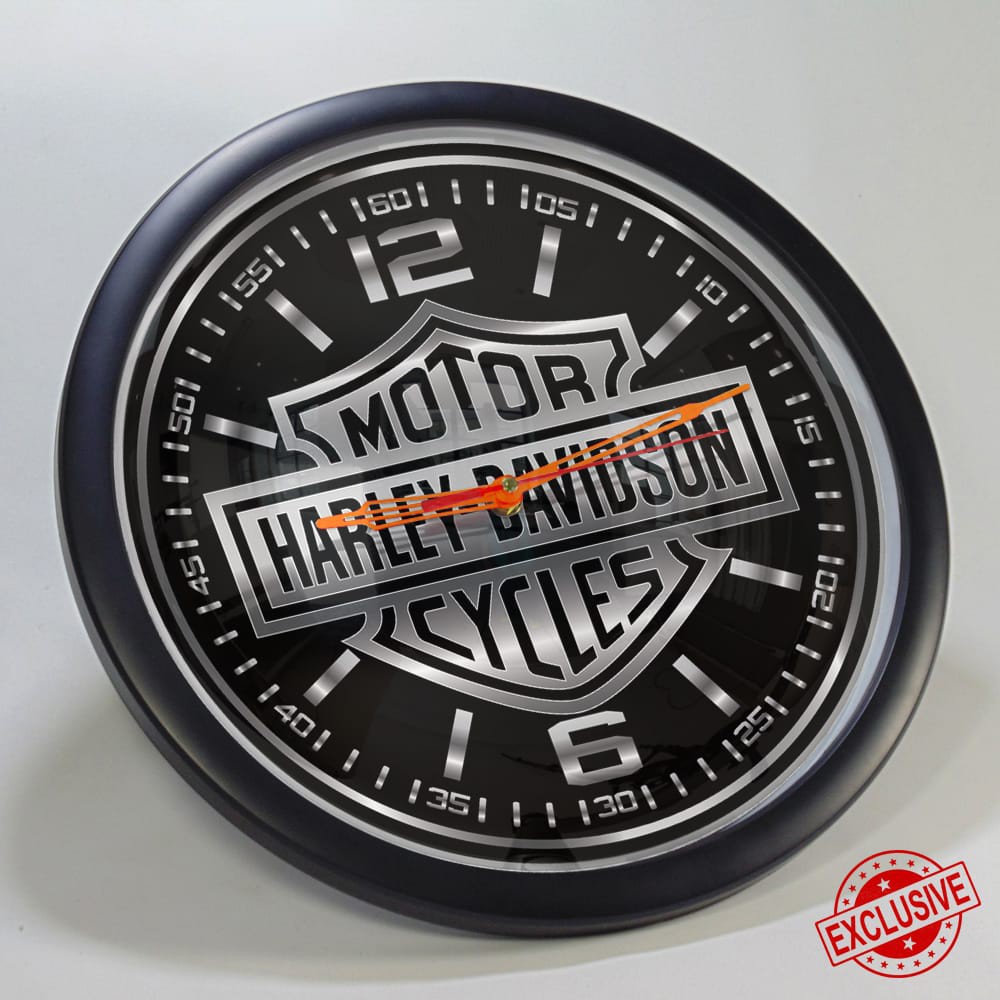 (ISTIMEWA BOSSQUE) JAM DINDING CUSTOM HARLEY DAVIDSON SILVER GOLD - EXCLUSIVE