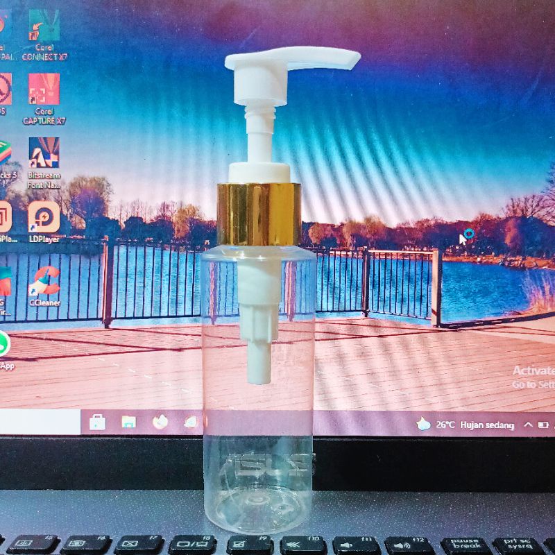 Botol Pump 100ml Clear / Botol Rf 100ml Clear tutup Pump Lotion Ring Alumunium gold