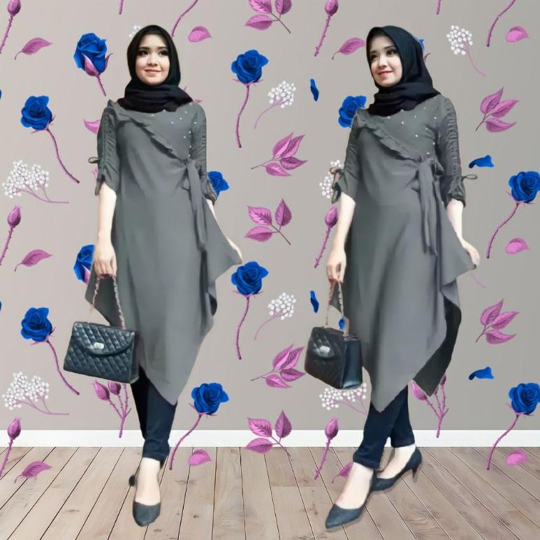 "DPT.10Jn22l" Tunik Muslim Dewasa Lengan Panjang Motif Mutiara Kualitas Premium Baju Busana2022 Tren