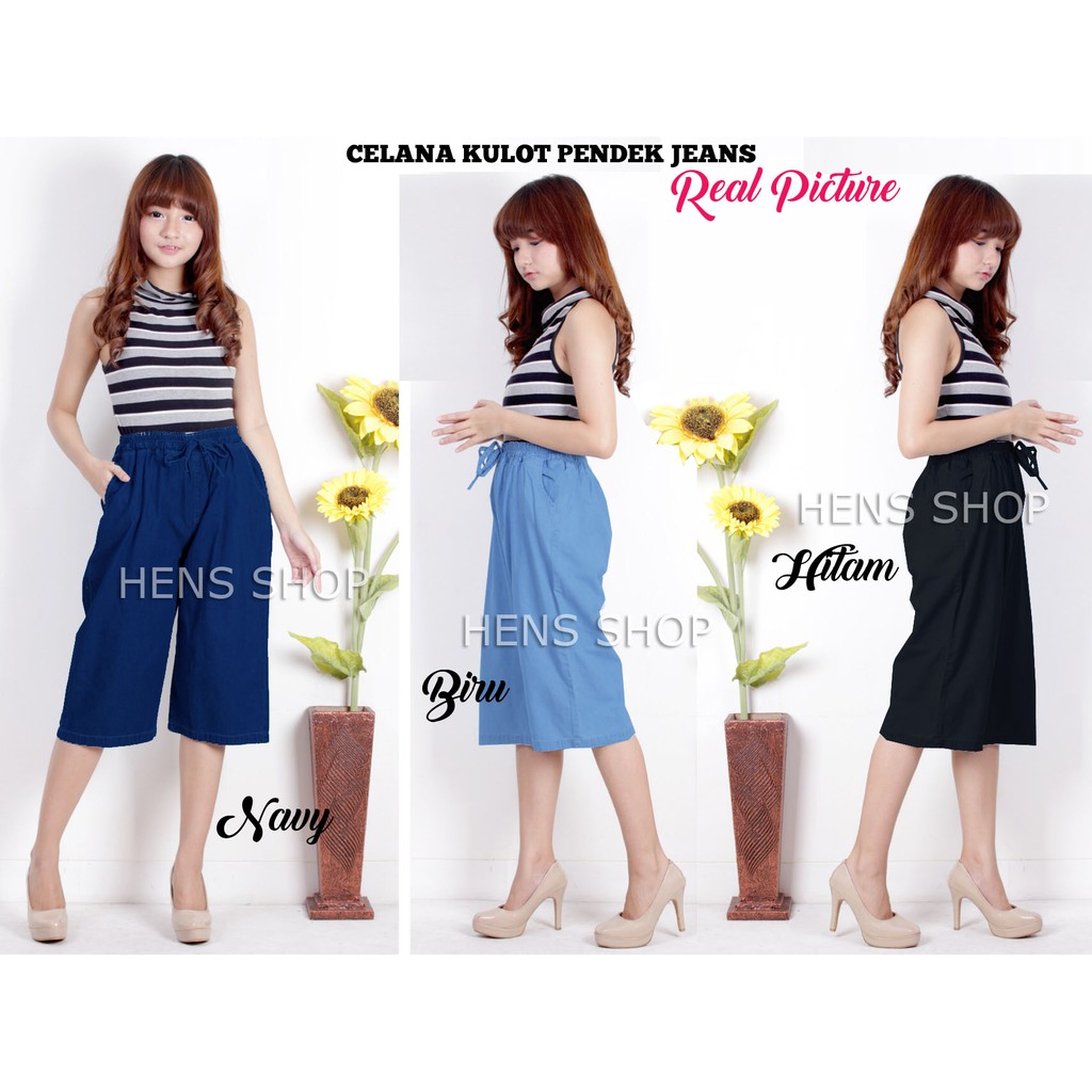 CELANA KULOT PENDEK JEANS STANDART DAN JUMBO