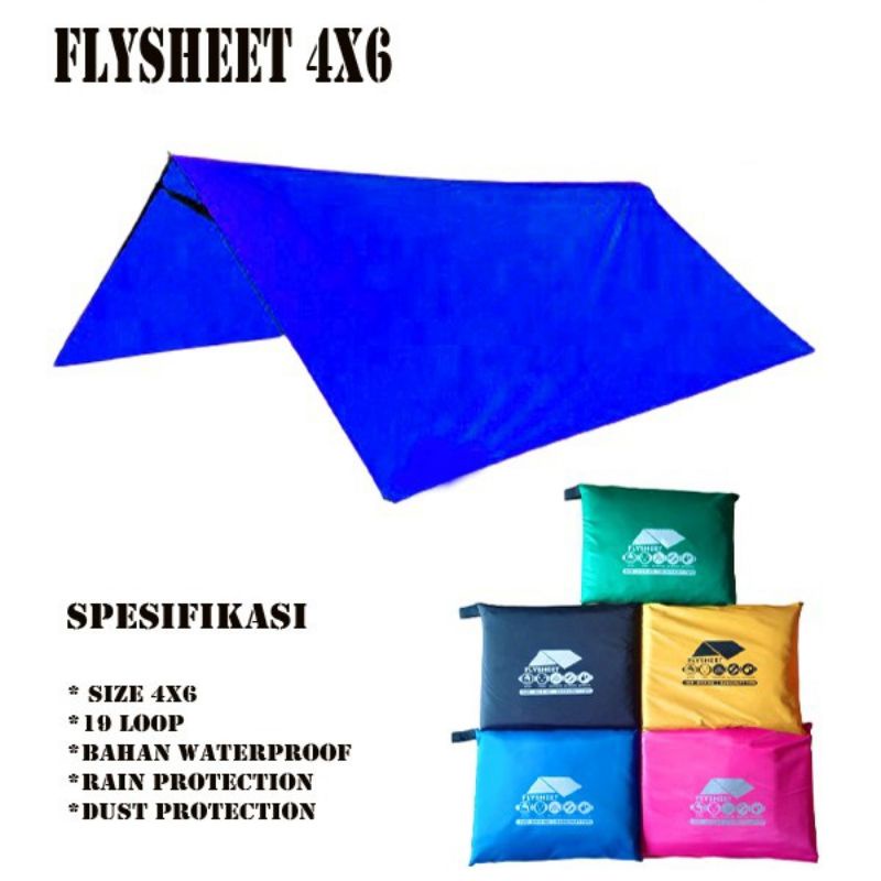 Flysheet 4x6 meter Atap Tenda dome Waterproof Bivak Emergency Tent