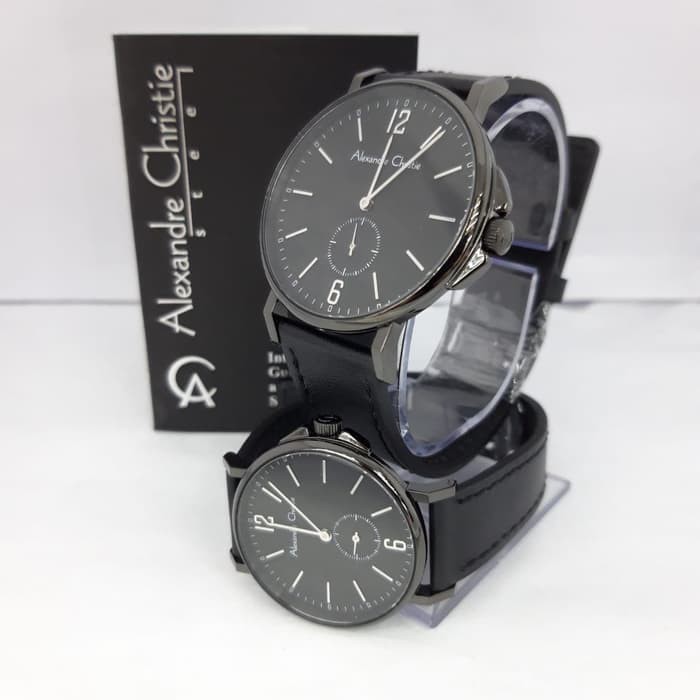 Limited Jam Tangan Couple Alexandre Christie 8458 AC 8458 Black Original Milenial