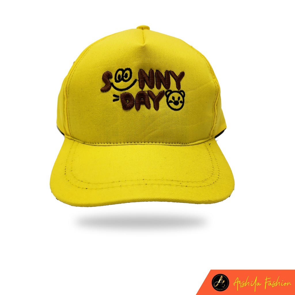 Topi Baseball Anak Bordir Sunny Day Drill Premium Usia 2-10 Tahun-Kuning