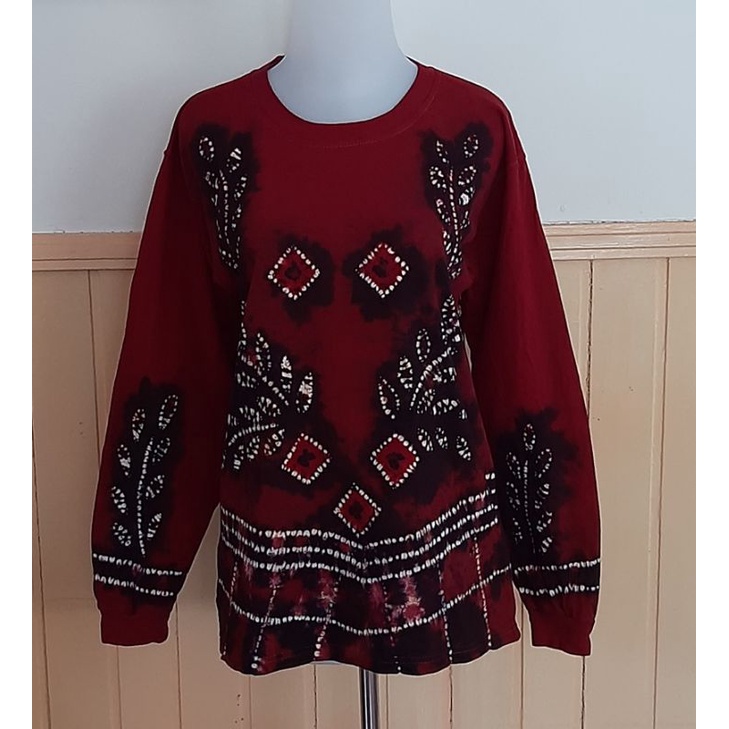 Kaos Sasirangan Banjarmasin Kaus Batik Jumputan Katun Wanita Pria Lengan Panjang Uk S M L XL XXL XXL