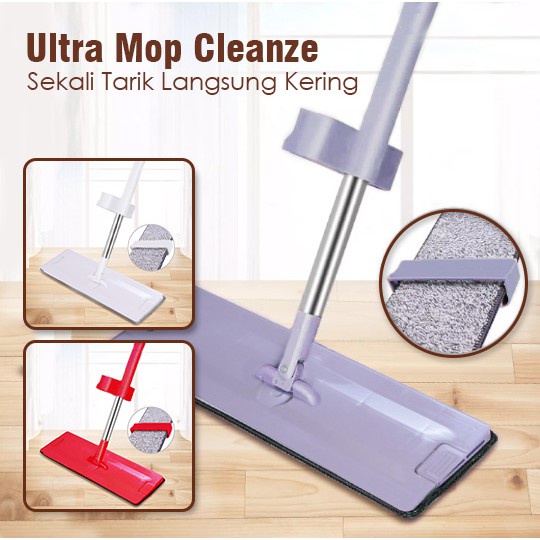 Alat Pel Lantai Flat Mop Pel Tarik Praktis Ultra Mop Hand Free