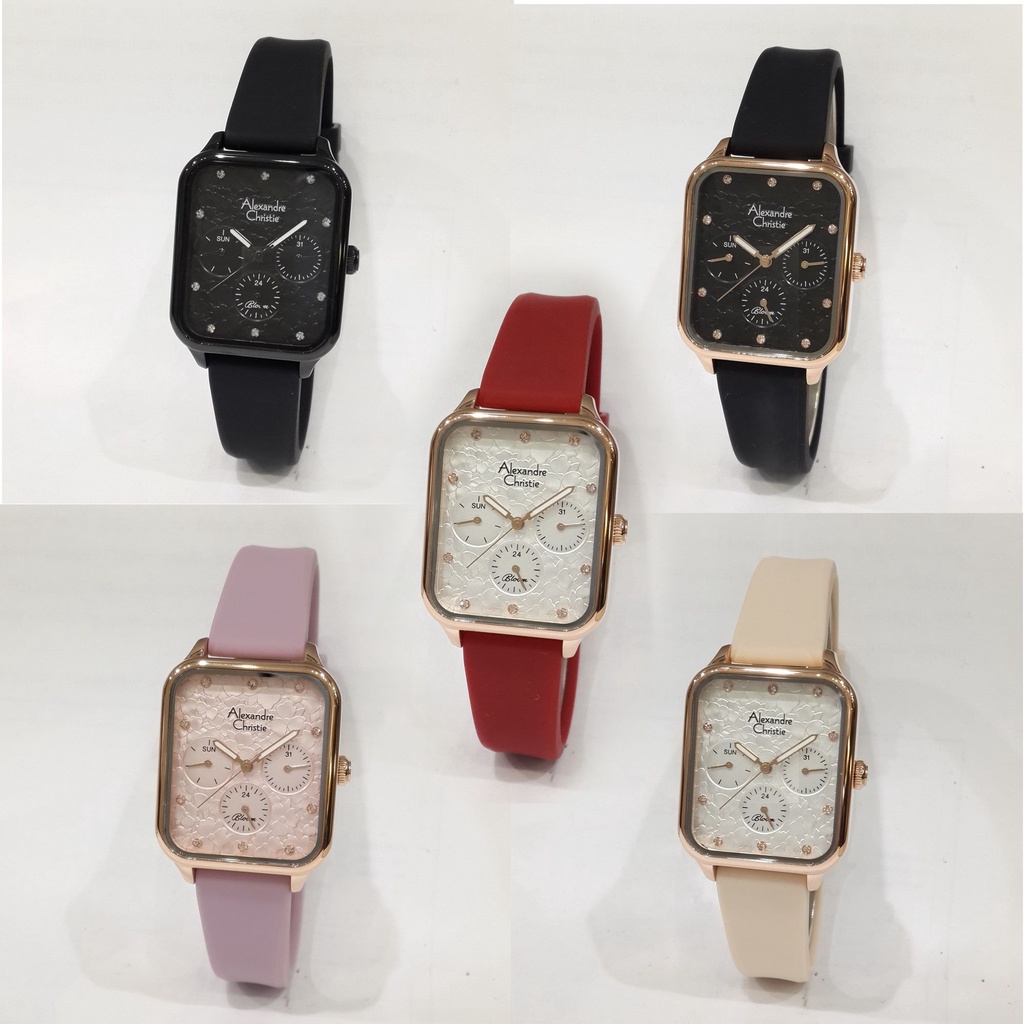 Alexandre Christie Passion 2A04BFR Rubber Strap Jam Tangan Wanita