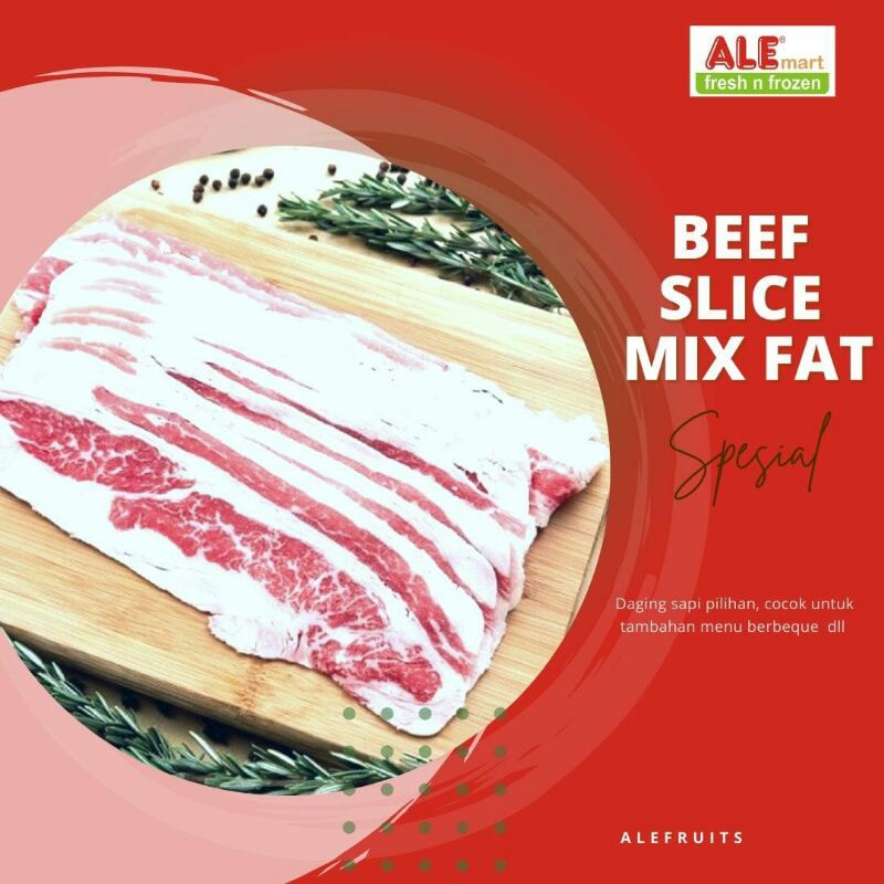 

Beef slice lemak, daging mix fat, daging beku lemak, daging beku slice