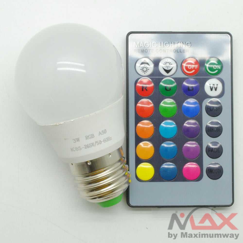 Lampu Bohlam RGB + Remote dengan Remot Control E27 3W kontrol lampu dekorasi hias rumah multi warna