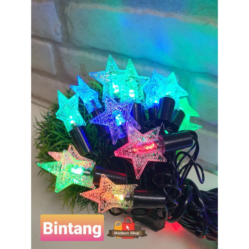 Lampu Natal LED 5 meter Lampu Natal Murah Hiasan Pohon Natal Dekorasi Lampu Pesta Kabel Hitam