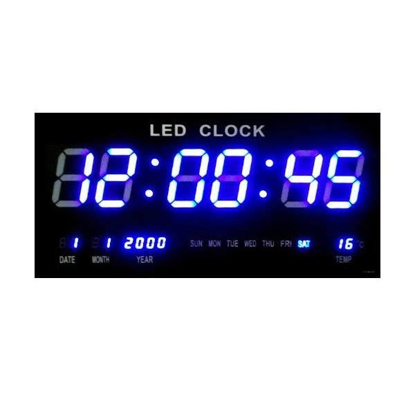 Jam Dinding Digital Led Tembok Clock SMS-4622 Biru