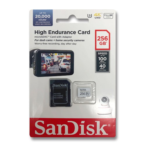 microSD SanDisk High Endurance Card 256GB Camera or Home Security CCTV