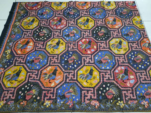 Batik cirebonan kain panjang katun full tulis motif angkin ayam jago 003 uk 240cmx100cm
