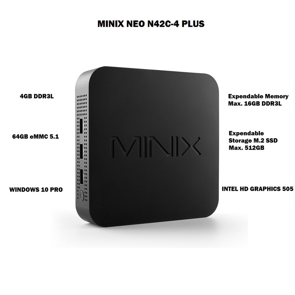 MINIX N42C-4 PLUS Mini PC - Intel N4200 RAM 4GB ROM 64GB - Windows 10 - MINI PC 4GB/64GB Expandable