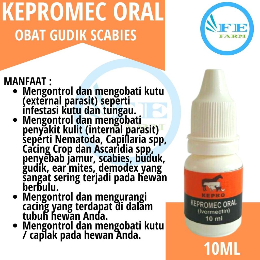 KEPROMEC ORAL 10 ML - Obat Gudik Jamur Scabies Kucing Kelinci Anjing FEFARM