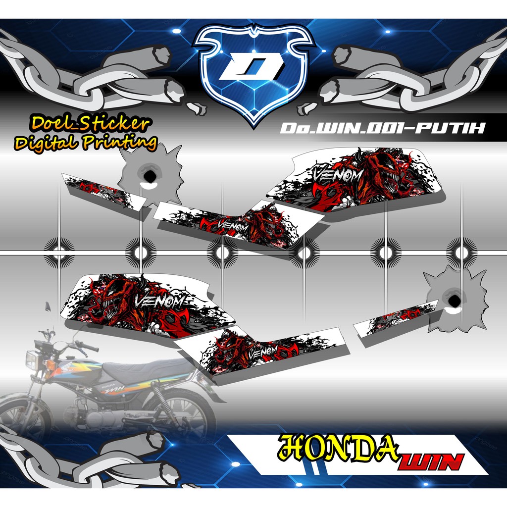 Stiker Striping Honda WIN 100 Desain Venom - Stiker Lis Variasi Motor WIN Kode 001