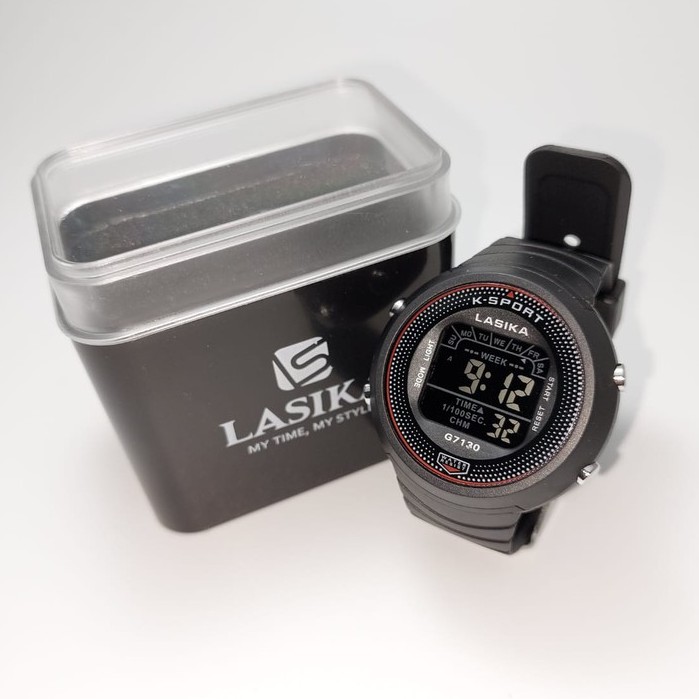 Jam Tangan Sporty Lasika Digital Type 7130 Series Layar Hitam Anti Air Super Premium