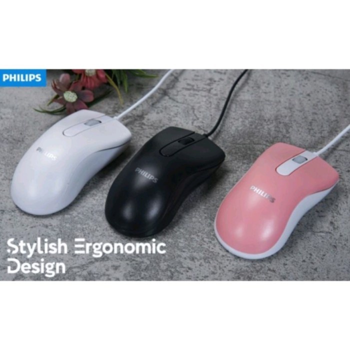 Mouse Philips Wired M101 Black Ergonomic Design