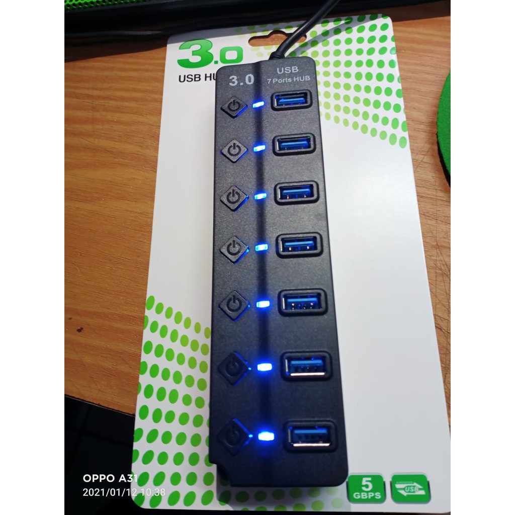 Hub USB 3.0 7 Port 7 Switch tambahan usb 7 lubang