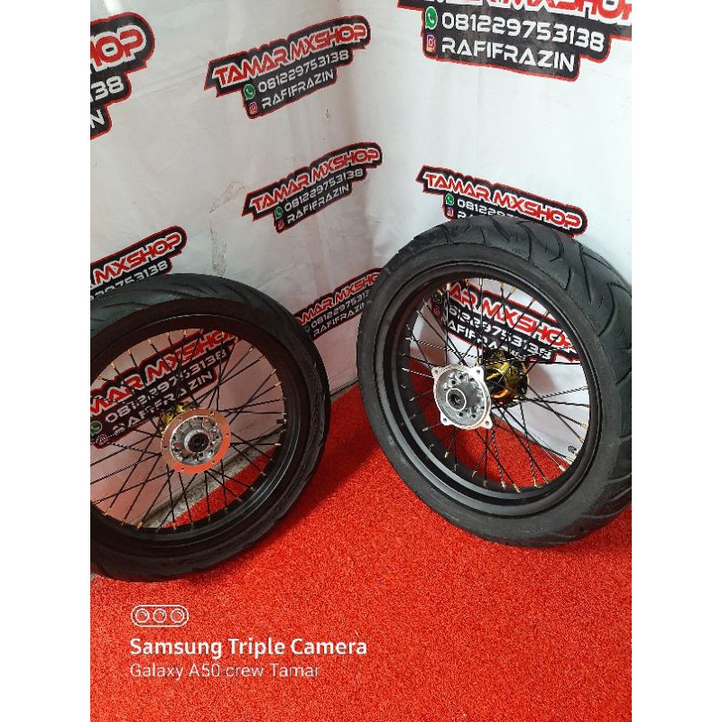 velg set depan belakang superMoto klx150L lebar velg 250 300
