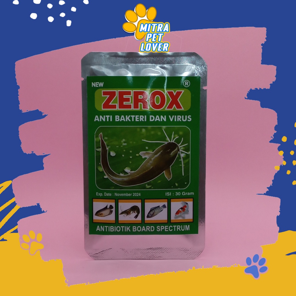 OBAT ANTI VIRUS &amp; BAKTERI IKAN - NEW ZEROX 30 GRAM - ANTIBIOTIC SEMBUHKAN SAKIT INFEKSI PADA IKAN FISH ANTIBIOTIK AMAN SEHAT - MURAH GARANSI KUALITAS ASLI ORIGINAL - PET ANIMAL VETERINARY TAMASINDO KESEHATAN VITAMIN HEWAN BINATANG PELIHARAAN MITRAPETLOVER