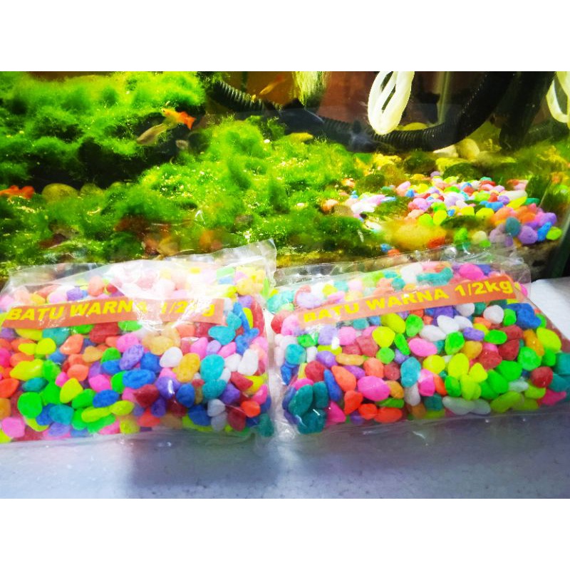 Batu Hias Warna-Warni Aquarium/Aquascape Taiwan repack 1kg &amp; 1/2kg(500gr) terlaris