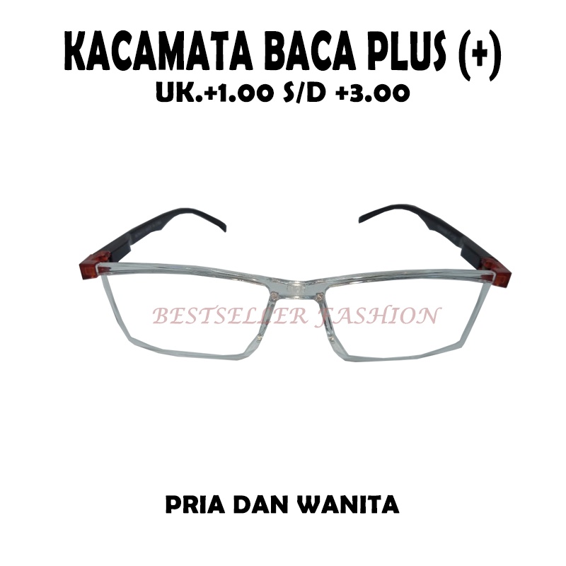 Kacamata Baca Plus Antiradiasi Blueray Pria Wanita ukuran +1.00 s/d +3.00 Semi Rimless Kacamata Rabun Dekat FREECASE