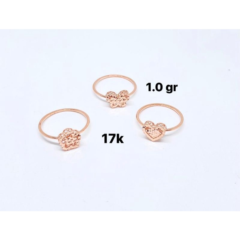 Anting kerabu anak dan dewasa emas asli 750 75% 17k rosegold model duduk paku love bunga kupu2 ukir korea model baru