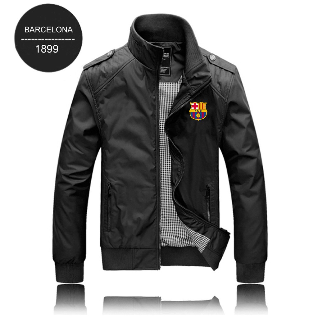  JAKET BLACK BARCELONA BAHAN PARASUT MAYER PALING MURAH 