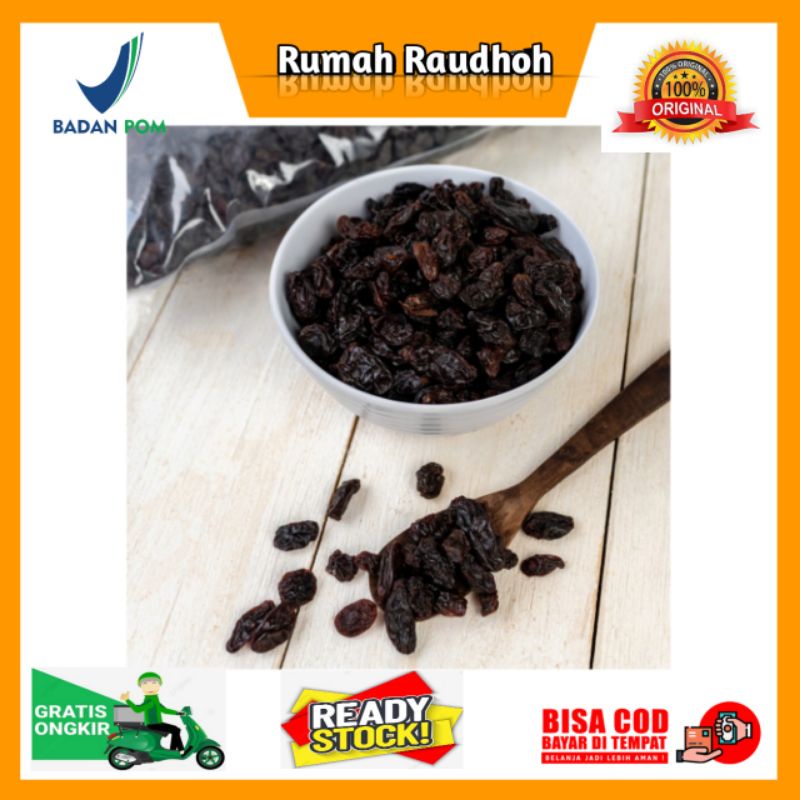 

KISMIS HITAM BLACK RAISIN 250 GRAM - DARK RAISIN ORIGINAL, CEMILAN KAYA MANFAAT