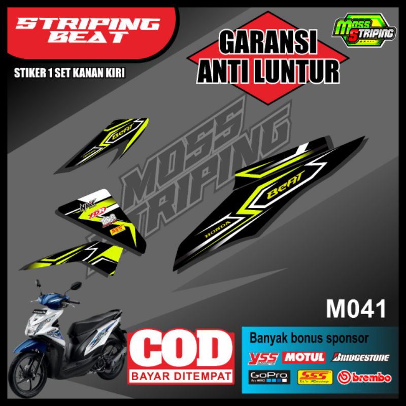 Striping Beat Injeksi Beat Fi - List Lis Striping Stiker Variasi Motor Semi Full Body Moss Striping