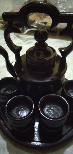 (bisa Cod) Satu Set Teko Gelas Dan Cangkir Model Gantung Bahan Kayu Jati - Dekorasi Hiasan Meja Tamu