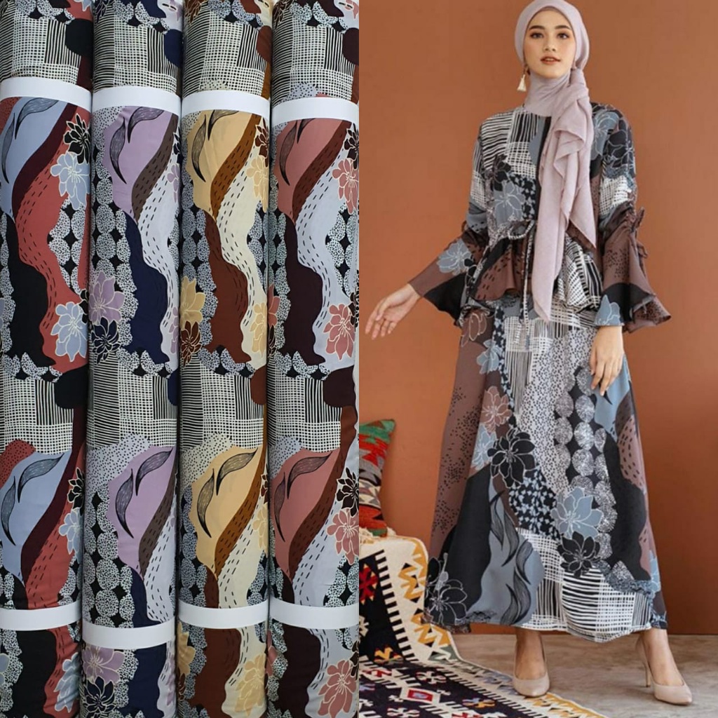 Kain Motif PradaCrepe Tania harga per setengah meter