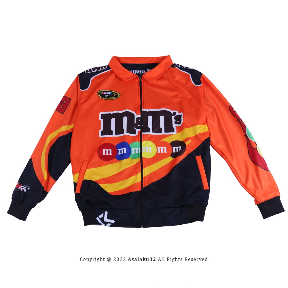 JAKET NASCAR/JAKET BASEBALL MOTIF TERBARU M&M ORANGE SIZE M/L/XL '