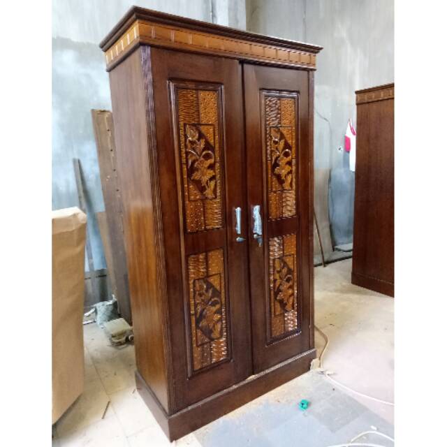 Lemari pakaian kayu jati 2 pintu