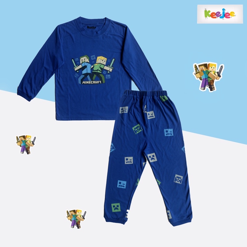 Piyama anak Keejee motif Minecraft (sz kecil)