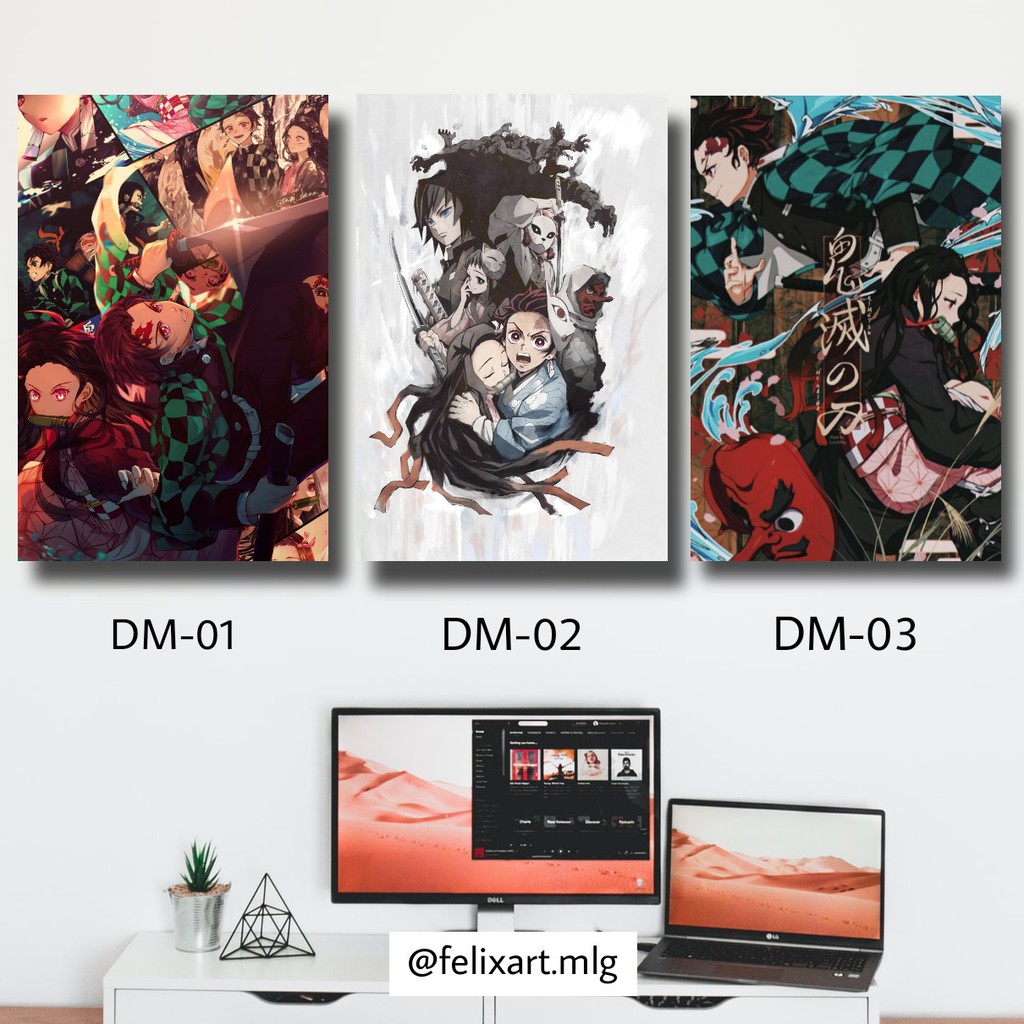 Poster Anime Demon Slayer Frame Kayu Poster Kayu 3D Aesthetic Anime Japan