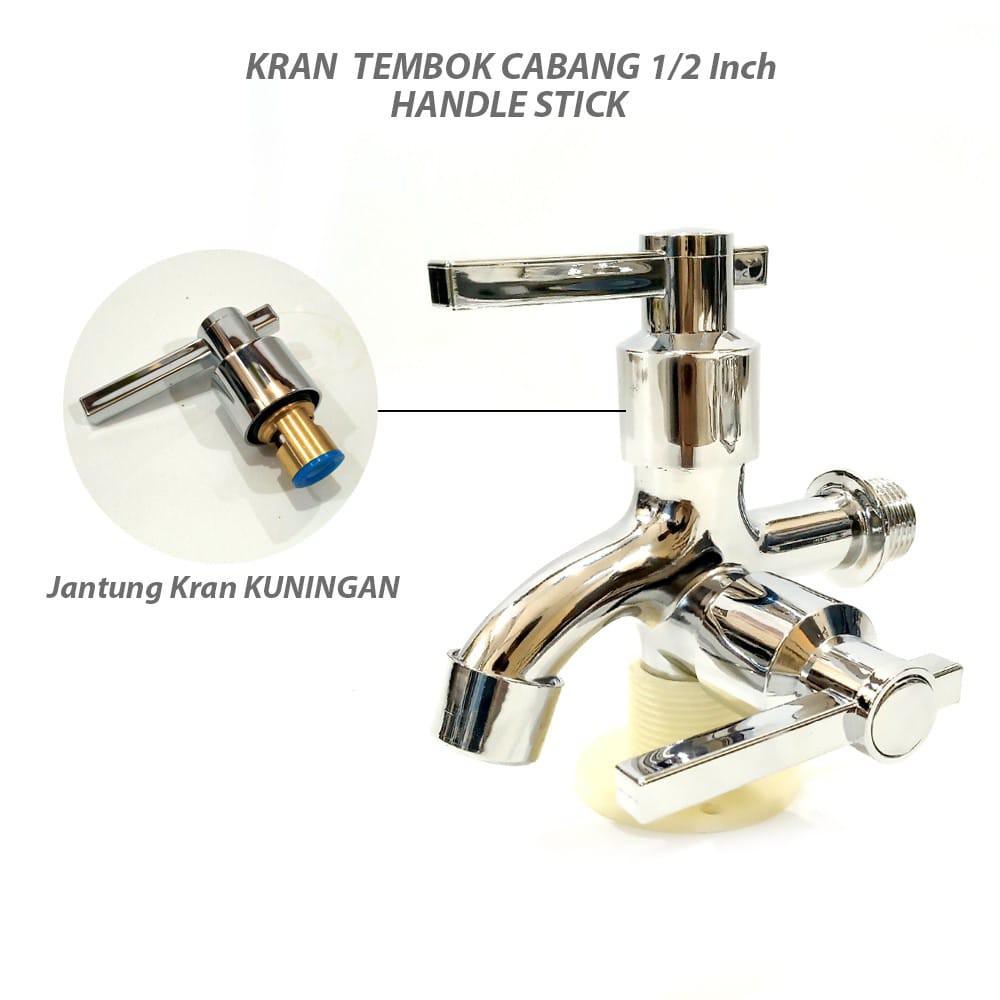 Kran Cabang Shower New Keran Double Stainless Chrome Kamar Mandi Krom