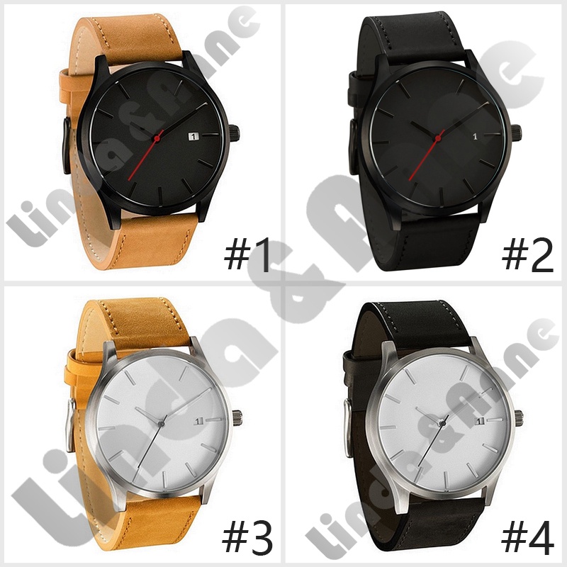 Jam Tangan Pria Milineal Analog Fashion Casual Quartz Leather Simple Retro