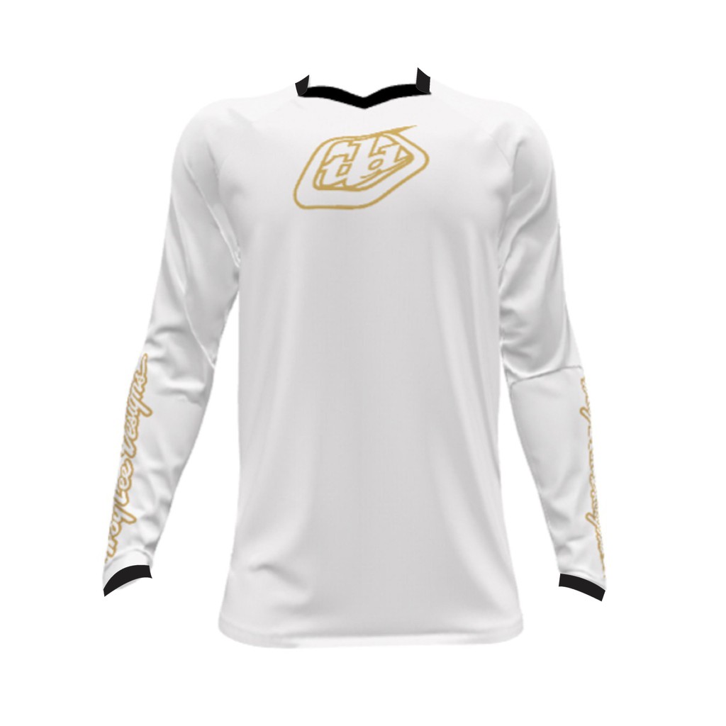 Jersey Sepeda dan Trail TLD Putih List GOLD