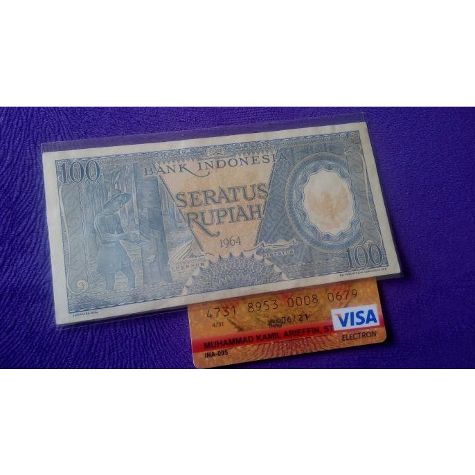 Uang Lama Uang Kuno 100 Rupiah Seri Pekerja Biru Tahun 1964