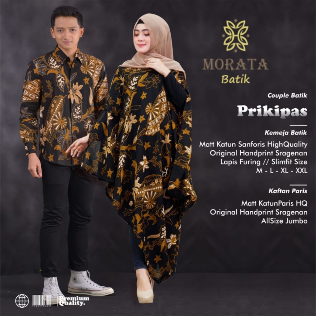 prikipas kemeja baju pakaian atasan gamis kaftan dress batik solo couple set pasangan kombinasi tuna