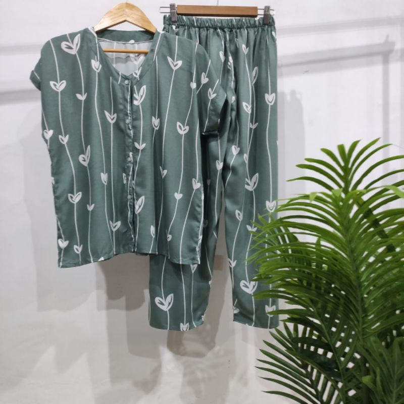 PIYAMA RAYON | PIYAMA VNECK | PIYAMA KEKINIAN | BAJU RUMAHAN-KCPD AR