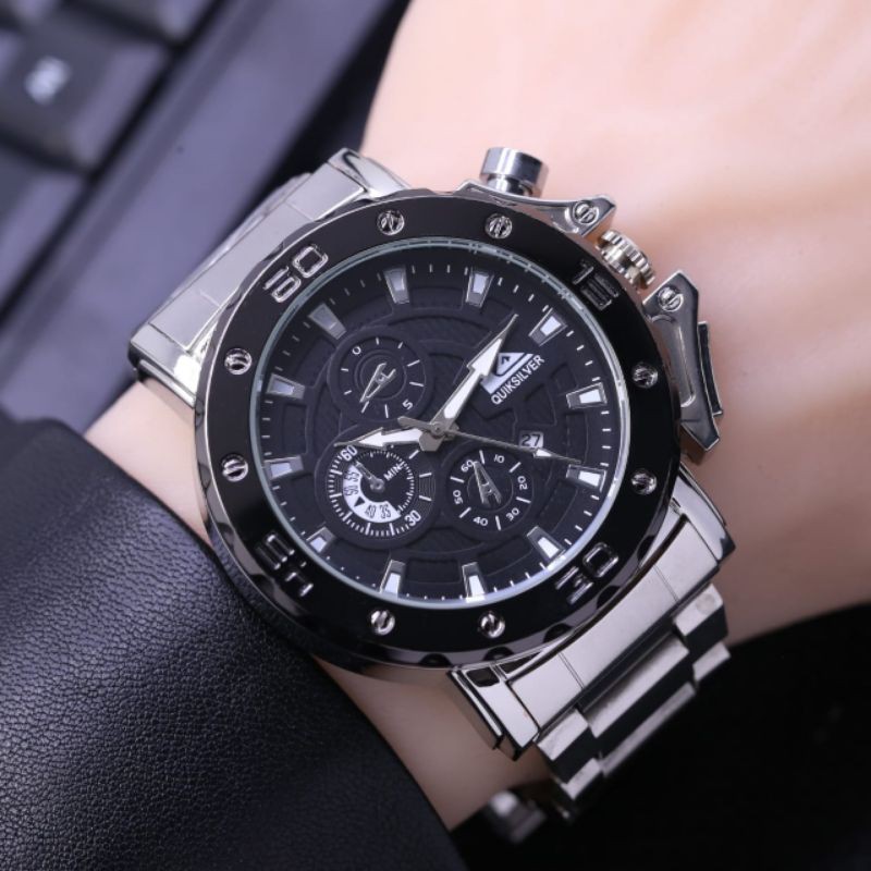 Jam tangan pria Quiksilver rantai tanggal aktif