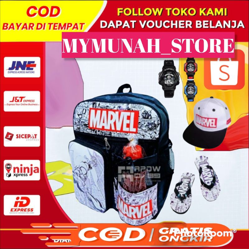 Tas Ransel Fashion AKSESORIS Sekolah Anak Laki Laki TK SD Marvel Super Hero