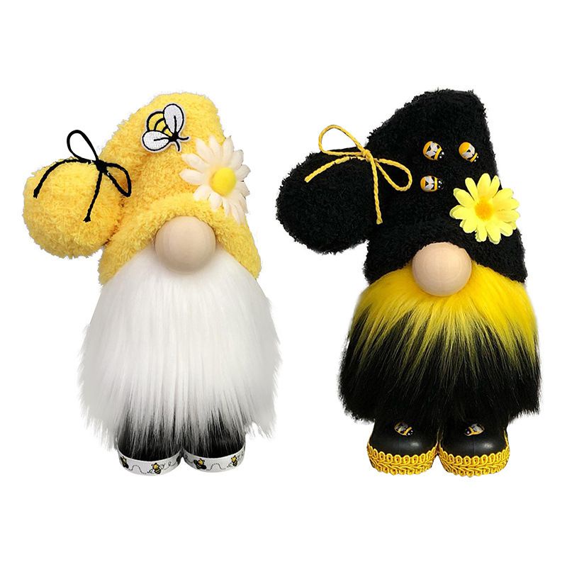 Boneka Fuzzy Bumble Bee Gnome Lucu Bunga Matahari Swedian Ornamen Mewah Dekorasi